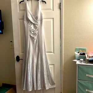 Night Way Metallic Silver Gown Size 10
